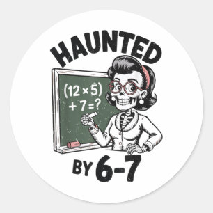 Gegriefde 67 Skelet Wiskunde Docent Halloween Kost Ronde Sticker
