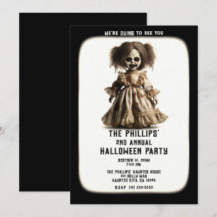 Gegriefde en eng pop Halloween verkleedfeestje Kaart