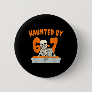 Gegriefde Zes Zeven 6 7 Meme 67 Skelet Hand Hallow Ronde Button 5,7 Cm