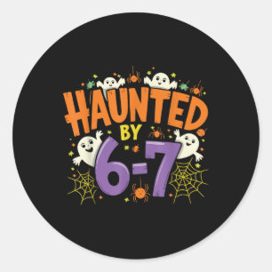 Gegriefde Zes Zeven 6 7 Meme 67 Skelet Hand Hallow Ronde Sticker