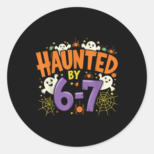 Gegriefde Zes Zeven 6 7 Meme 67 Skelet Hand Hallow Ronde Sticker (Voorkant)