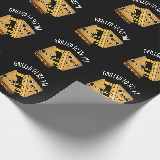 Gegrild om te zien Ya Grappig Eten Puns Donker BG Cadeaupapier (Hoek)