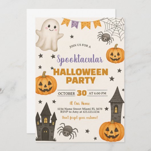 Gegrild uitnodigingskaart voor verkleedgriezeltruc kaart (Voorkant / Achterkant)