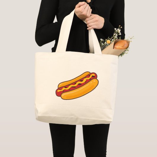 Gegrilde Hotdog Grote Tote Bag (Voorkant (product))