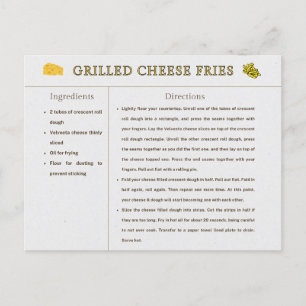 Gegrilde Kaas Frites Receptkaart Thanksgiving Eten Briefkaart