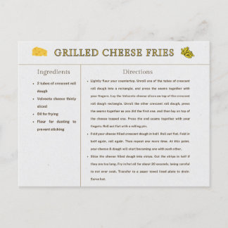 Gegrilde Kaas Frites Receptkaart Thanksgiving Eten Briefkaart
