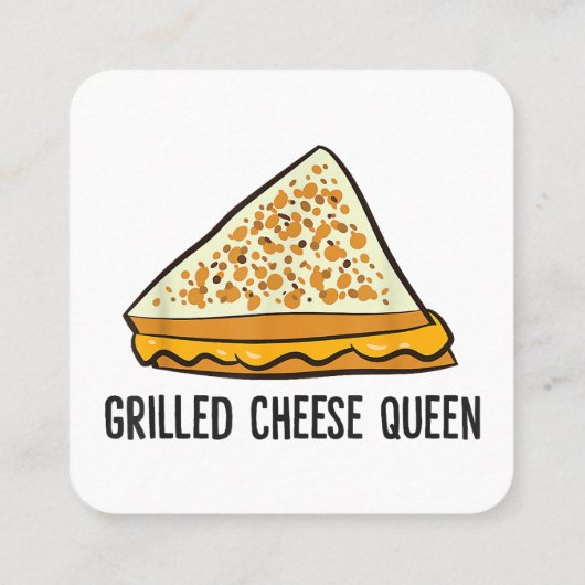 Gegrilde kaas Koningin Grappige gegrilde kaas Vierkante Visitekaartje (Achterkant)