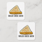 Gegrilde kaas Koningin Grappige gegrilde kaas Vierkante Visitekaartje (Voorkant / Achterkant)