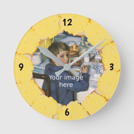 Gegrilde kaas op Toast lijsten uw eigen Foto Ronde Klok (Voorkant)