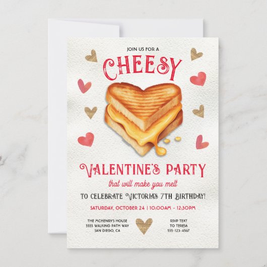 Gegrilde Kaas Valentijnse  Galentines dag Party Kaart (Voorkant)
