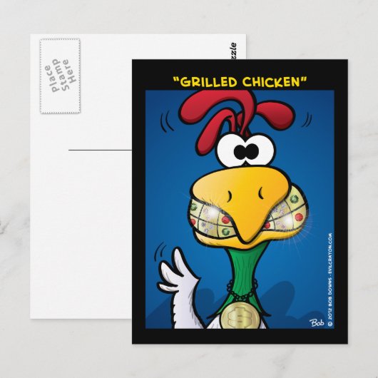 "Gegrilde kip" Briefkaart (Voorkant / Achterkant)