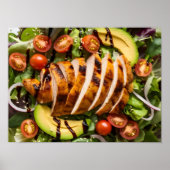 Gegrilde kip en plantaardige salade poster (Voorkant)