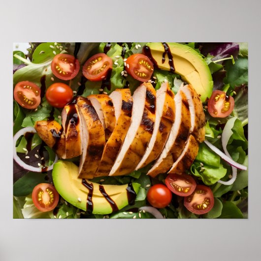 Gegrilde kip en plantaardige salade poster (Voorkant)