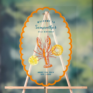 Gegrilde kreeft BBQ Vis en zeevruchten Summer Part Acryl Bord