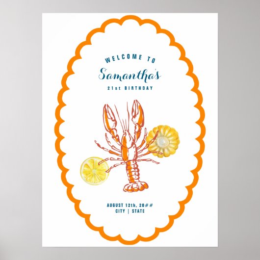 Gegrilde kreeft BBQ Vis en zeevruchten Summer Part Poster (Voorkant)