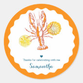 Gegrilde Kreeft Staarten BBQ Vis Zomer Verjaardag Ronde Sticker (Voorkant)