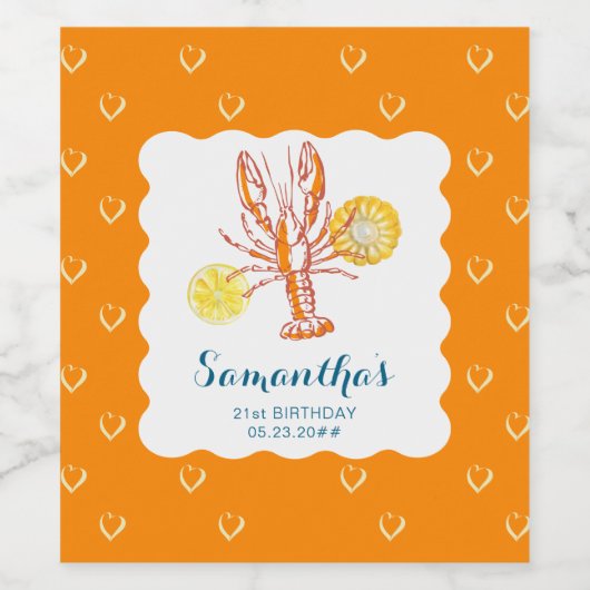 Gegrilde Kreeft Staarten BBQ Vis Zomer Verjaardag Wijn Etiket (Enkel label)