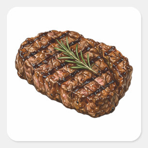 Gegrilde Ribeye Steak BBQ Vlees Illustratie Vierkante Sticker