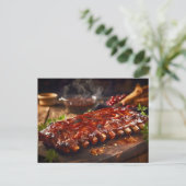 Gegrilde Spare Ribs BBQ Briefkaart (Staand voorkant)