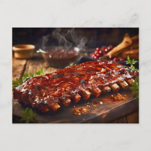 Gegrilde Spare Ribs BBQ Briefkaart