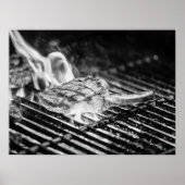 Gegrilde Tomahawk Steak op Flaming BBQ Grill Poster (Voorkant)
