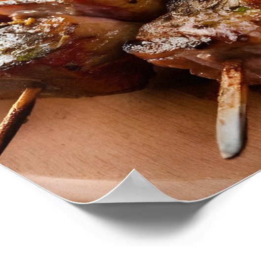 Gegrilde vleesspiesjes en Shish Kebab Poster (Hoek)