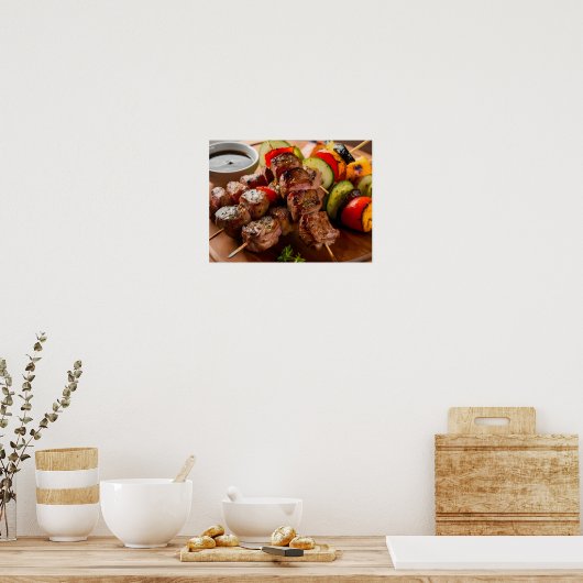 Gegrilde vleesspiesjes en Shish Kebab Poster (Keuken)
