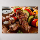 Gegrilde vleesspiesjes en Shish Kebab Poster (Voorkant)