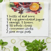 Gegrilde Wijn Recept Kerstmis recept ontwerp Theedoek (Gevouwen)