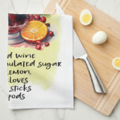 Gegrilde Wijn Recept Kerstmis recept ontwerp Theedoek (Quarter Fold)