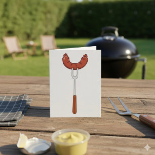 Gegrilde worst op BBQ-vork Kaart