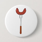 Gegrilde worst op BBQ-vork Ronde Button 7,6 Cm (Voorkant)