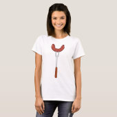 Gegrilde worst op BBQ-vork T-shirt (Voorkant volledig)