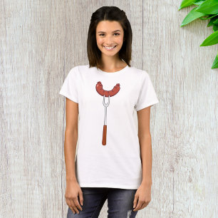 Gegrilde worst op BBQ-vork T-shirt