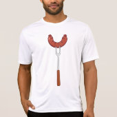 Gegrilde worst op BBQ-vork T-shirt (Voorkant)
