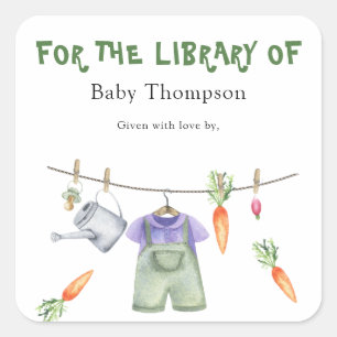 Gegroeid baby shower boeklegger - voor de biblioth vierkante sticker