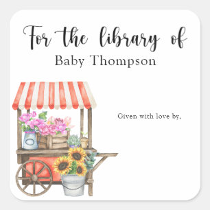Gegroeid cadeau bij babyborrel - voor de bibliothe vierkante sticker
