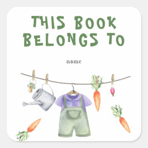 Gegroeid cadeau voor babyborrel - dit boek is van vierkante sticker