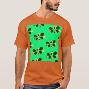 gegroepeerd avocado-patroon met blauwe achtergrond t-shirt