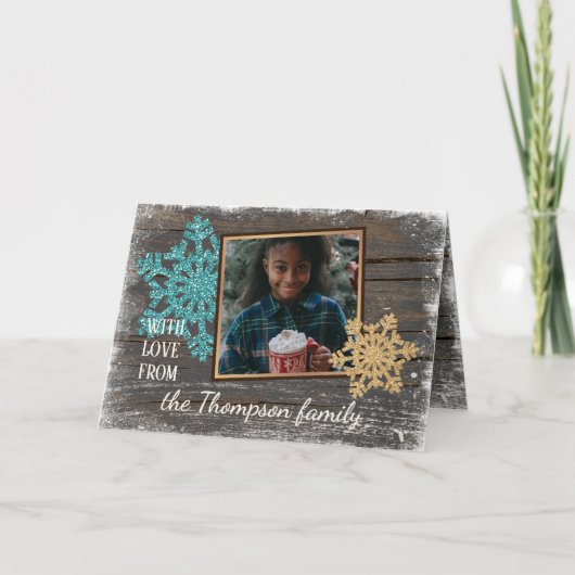 Gegroet met liefdesseizoenen feestdagen kaart (Voorkant)