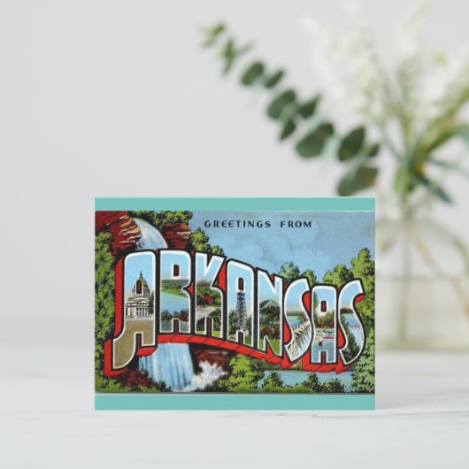 Gegroet uit Arkansas vintage Briefkaart (Staand voorkant)