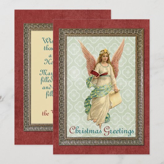 Gegroet voor aangepaste  Antieke Feestdagenkaart (Voorkant / Achterkant)