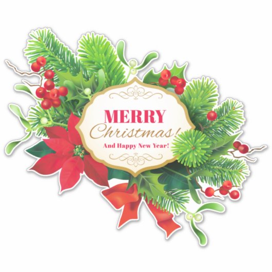 Gegroet Vrolijke Kerst Sticker (Voorkant)