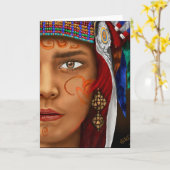 Gegroetekaart met inheemse Amerikaanse vrouw Kaart (Gele Bloem)