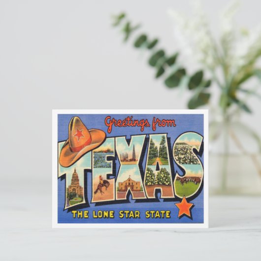 Gegroeten uit Texas, de Lone Star State Travel Briefkaart (Staand voorkant)
