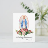 Gegroette Maagd Maria Rozen Religieus Vintage Briefkaart (Staand voorkant)