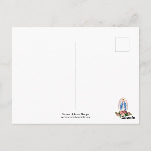 Gegroette Maagd Maria Rozen Religieus Vintage Briefkaart (Achterkant)