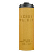 Gegrogeerd Geel Vegan Leather, gepersonaliseerd Thermosbeker (Voorkant)