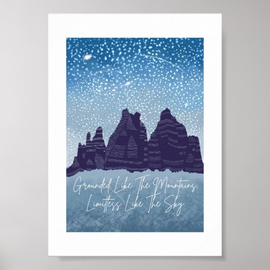 Gegrond als de Mountain Uplifting Kaart Poster (Voorkant)