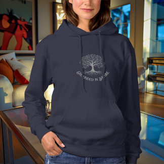 Gegrond in Natuur Levensboom – Zilveren Accent Hoodie